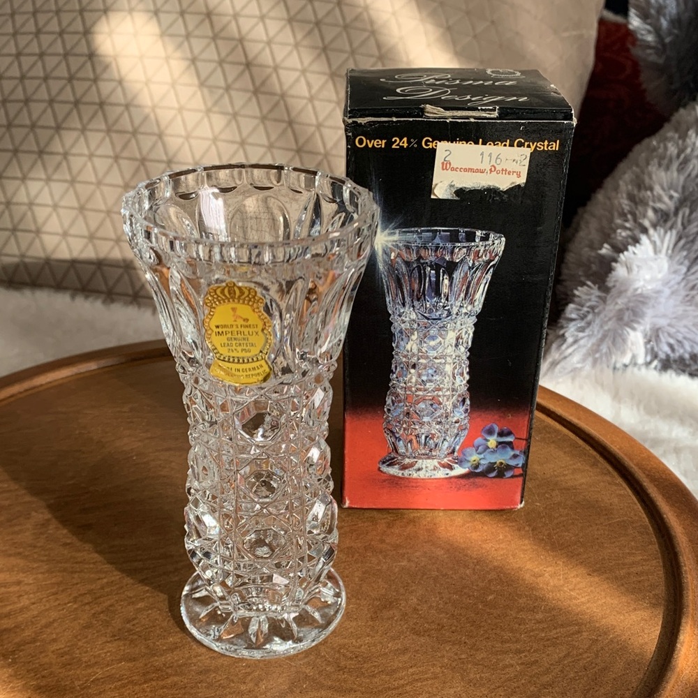 Imperlux Genuine 24% Lead Crystal Bud Vase
Made in Western Germany 
5”
